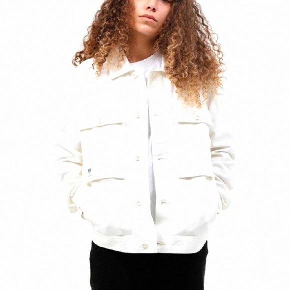 💖MEGA SALE💖Vans Clark Jacket Cotton Marshmallow Woven Logo VN0A5AR6FS8 Women's